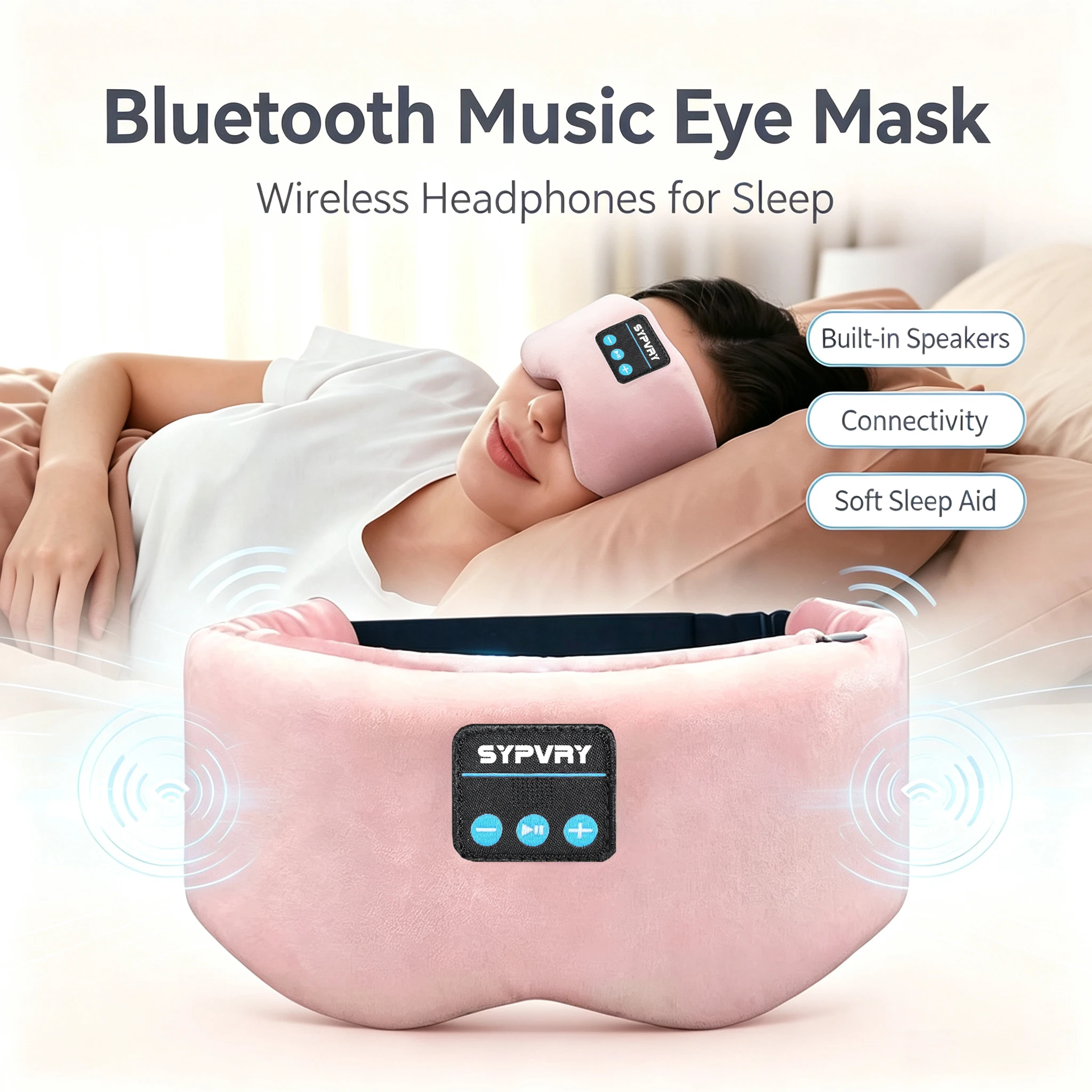 Sleep Mask Headphones Bluetooth - 초소프트 블루투스 수면 마스크, 내장형 헤드폰,
