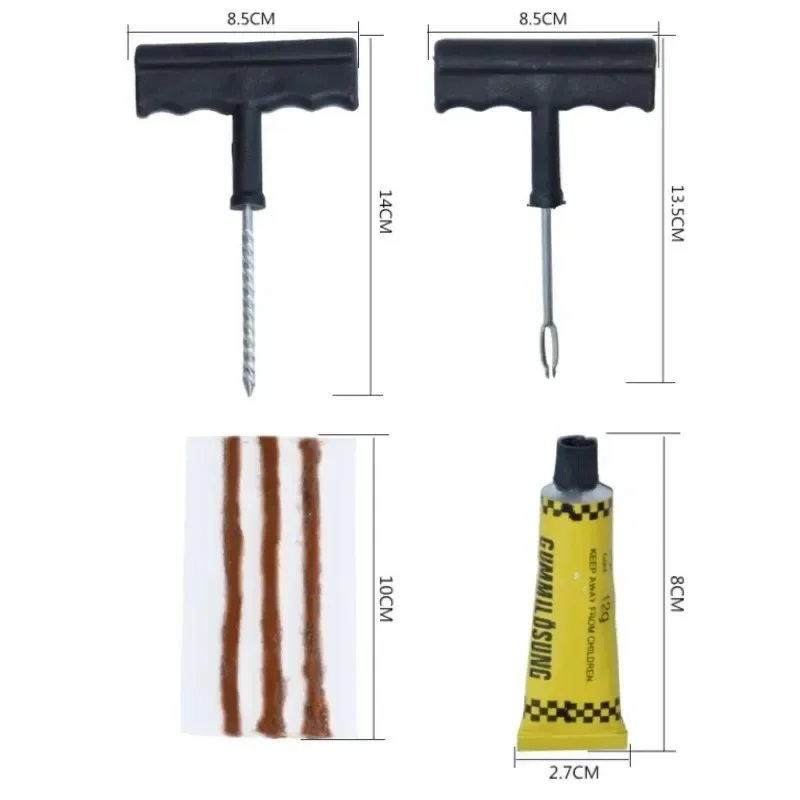 Car Tire Puncture Repair Kit, Cola, Garage Tool Acessórios, Ferramentas Set, Bicicletas, Caminhões, Motocicletas