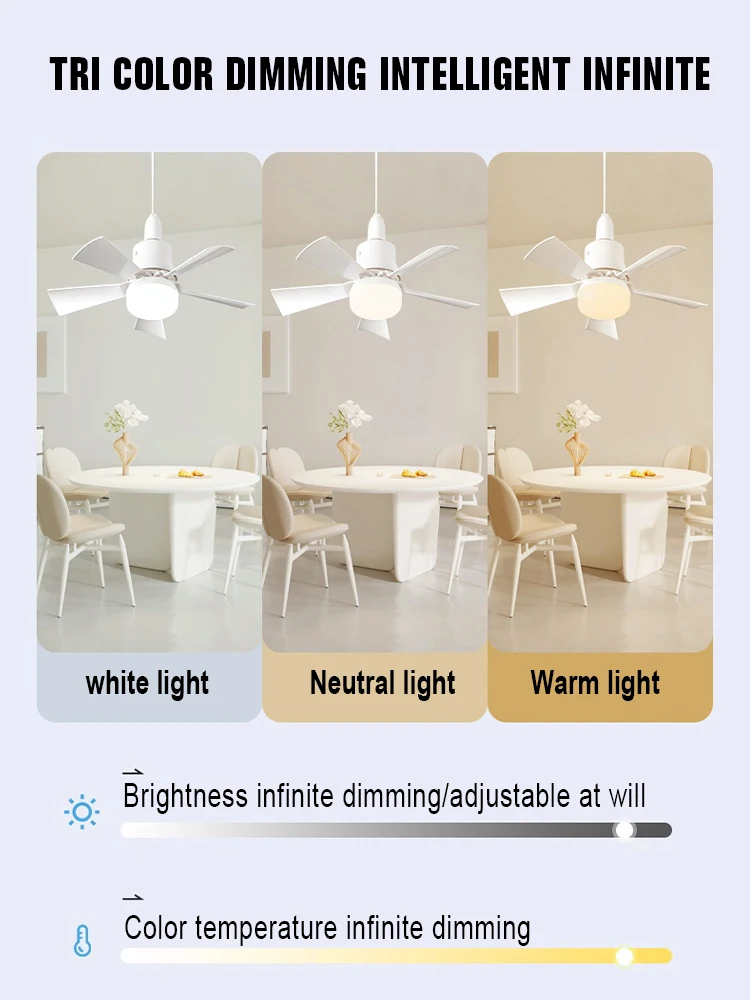 2-IN-1 Portable Ceiling Fan Light with Remote Control Multi-functional Flower-shaped Fan Light Wide Angle Air Supply