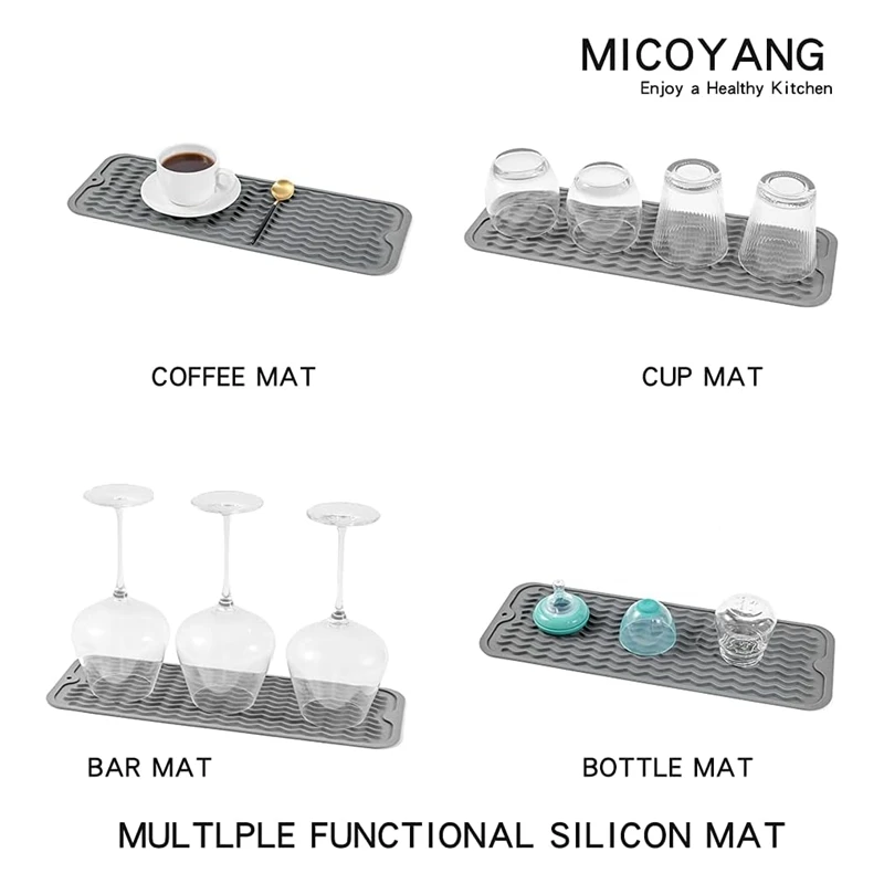 Tappetino per asciugare i piatti per uso multiplo, facile da pulire, ecologico, tappetino in silicone resistente al calore per bancone della cucina Grigio-B Durevole