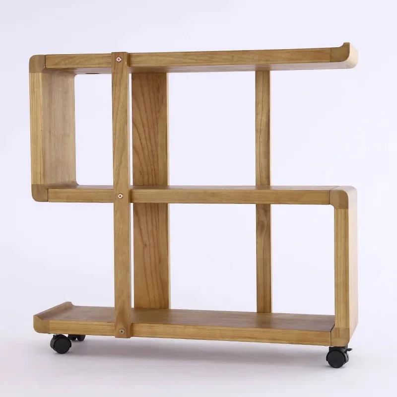 

Solid wood movable bookcase, display stand, floor storage rack, wheeled sofa, several layers of storage shelves