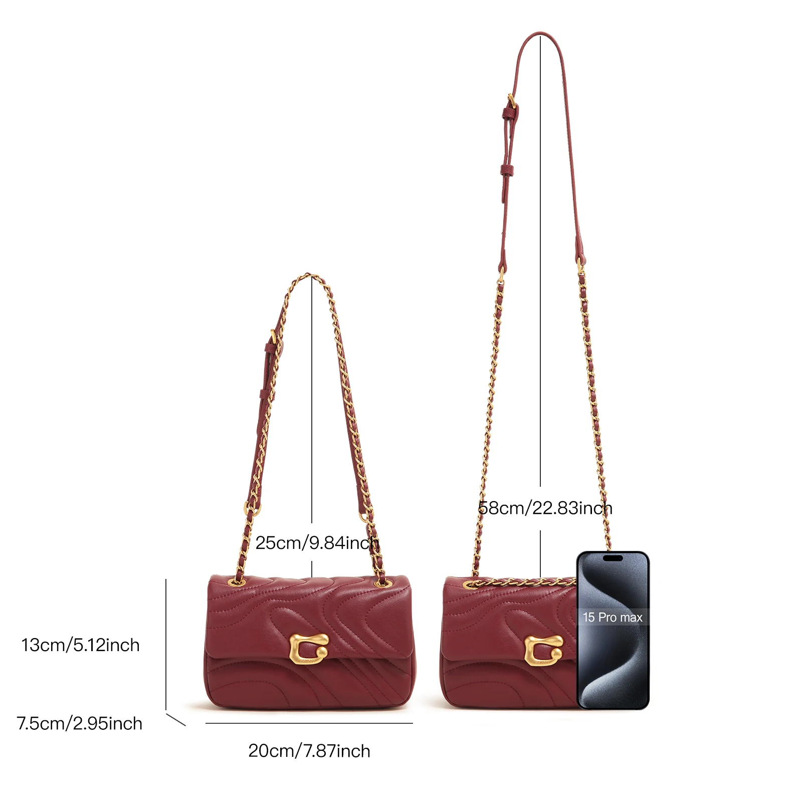 ITAMOOD Genuine Leather Embroidered Chain Bag, Exquisite and Fashionable Crossbody Bag, Daily Commuting Shoulder Bag
