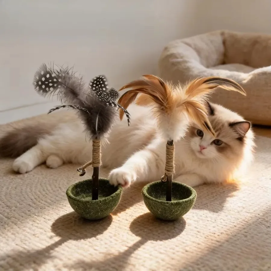 Katzenminze-Tumbler Selbstspielzeug für Katzen, Beißstab und Teaser-Stab, Interaktives rotierendes Spielzeug zur Linderung der Langeweile bei Kätzchen und Katzen – Detail 9