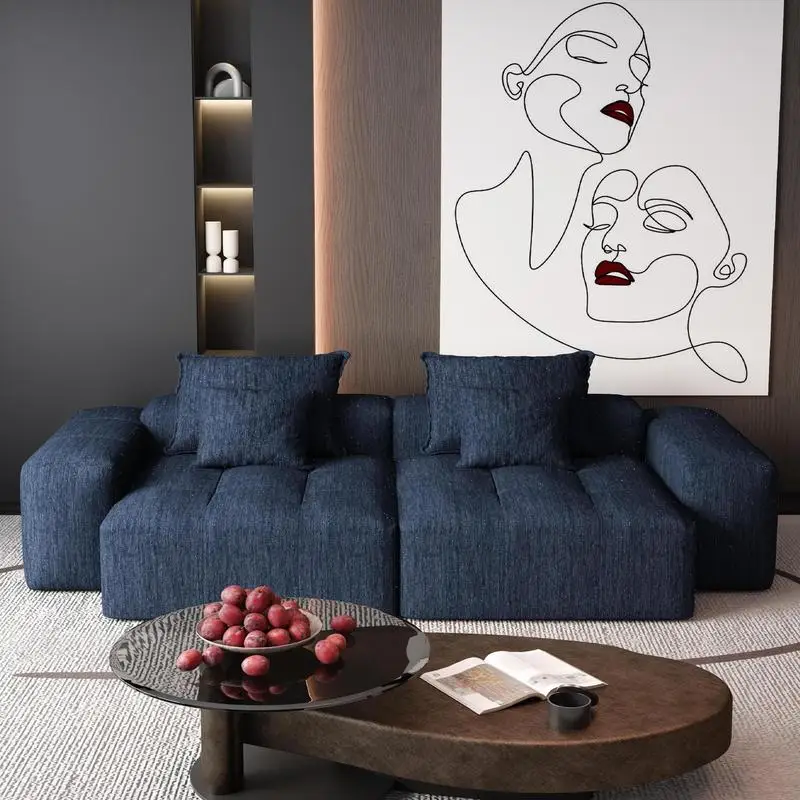 أريكة مقطعية حديثة كبيرة الحجم مع كرسيين، قماش شانيل ناعم، تتضمن 4 وسائد، مجموعة معنقدة يمكنك صنعها بنفسك