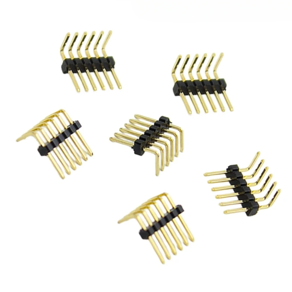 

100pcs 1.27mm Right Angle RA 90D Single Row 1*2P/3/4/5/6/7/8/-40P Rohs 0.05inch Gold Breakable Male Strip Pin Header Connector