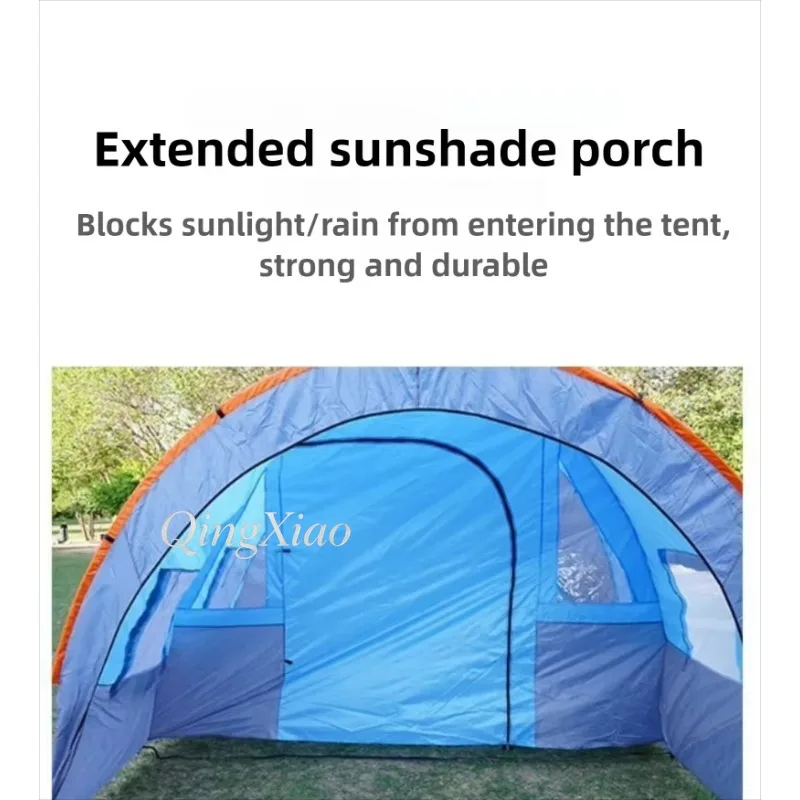 Large Size Tunnel Camping Tent Waterproof UV Protection Outdoor Sun Shelter Wind Resistant Family