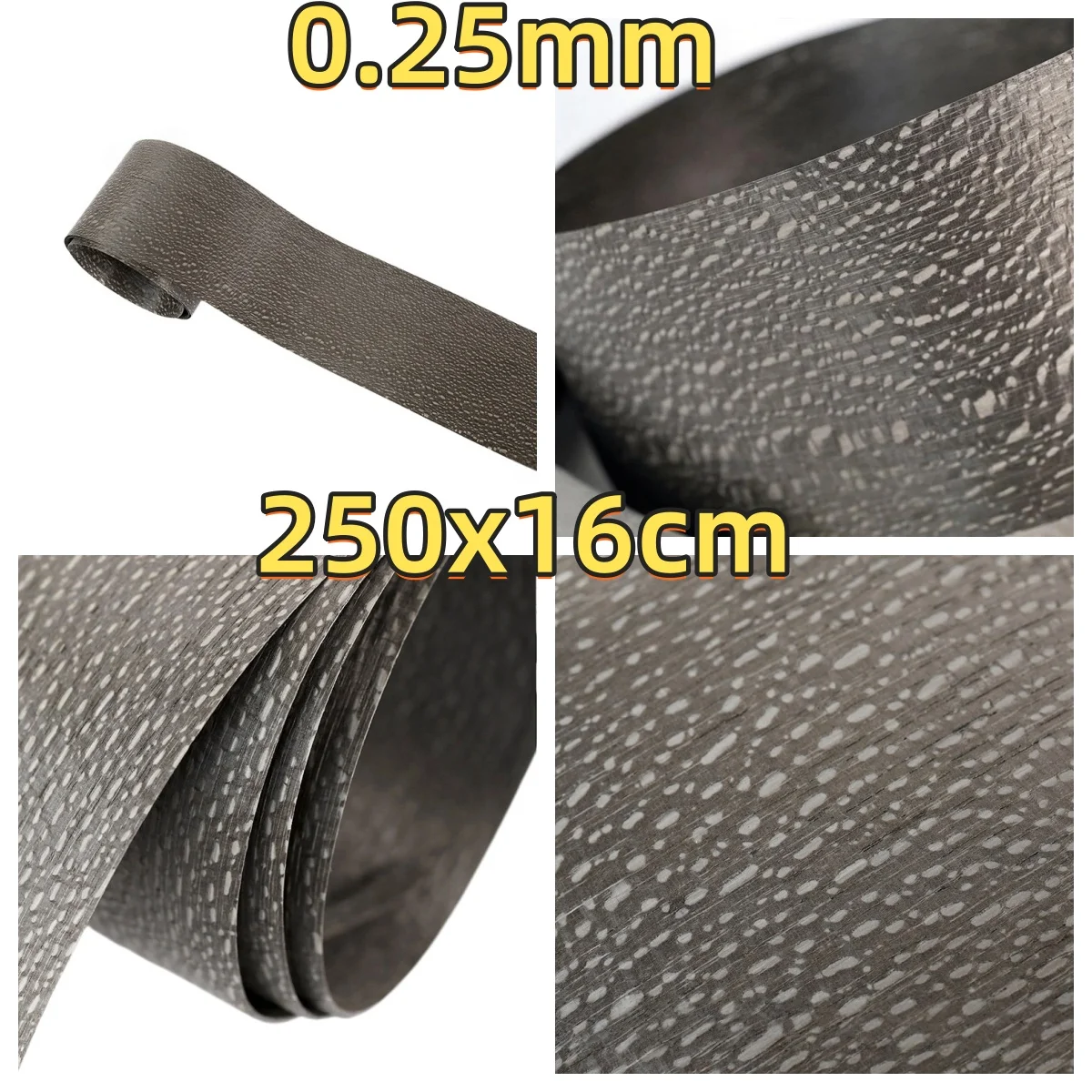 

Natural Black Pearlwood Veneer, 0.25mm, 250x16cm, For Decoration, Speaker & Automotive Interior.