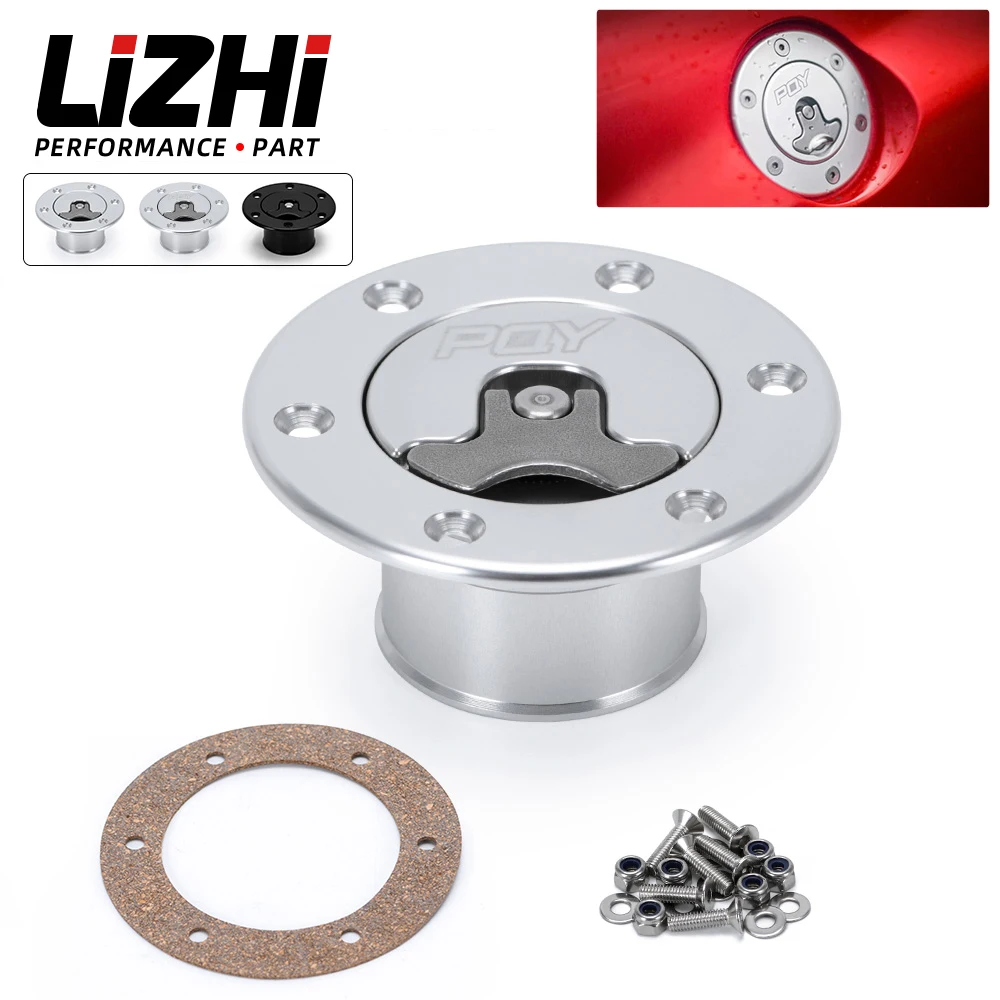 LIZHI RACING - Aluminum Billet Fuel Cell / Fuel Surge Tank Cap Flush Mount 6 bolt Surface Oxidation Opening ID 35.5mm LZ-SLYXG01