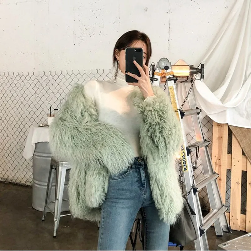 Solid Color Beach Wool 2022 Autumn and Winter New Faux Wool Curly Wool Mid-length Faux Fur Wool Coat Women's