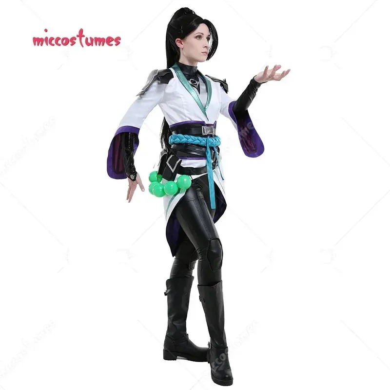 

Miccostumes's-8 Women's Cosplay Costume Chinese Cross Collar Outfit with Corset and Waist Accessories