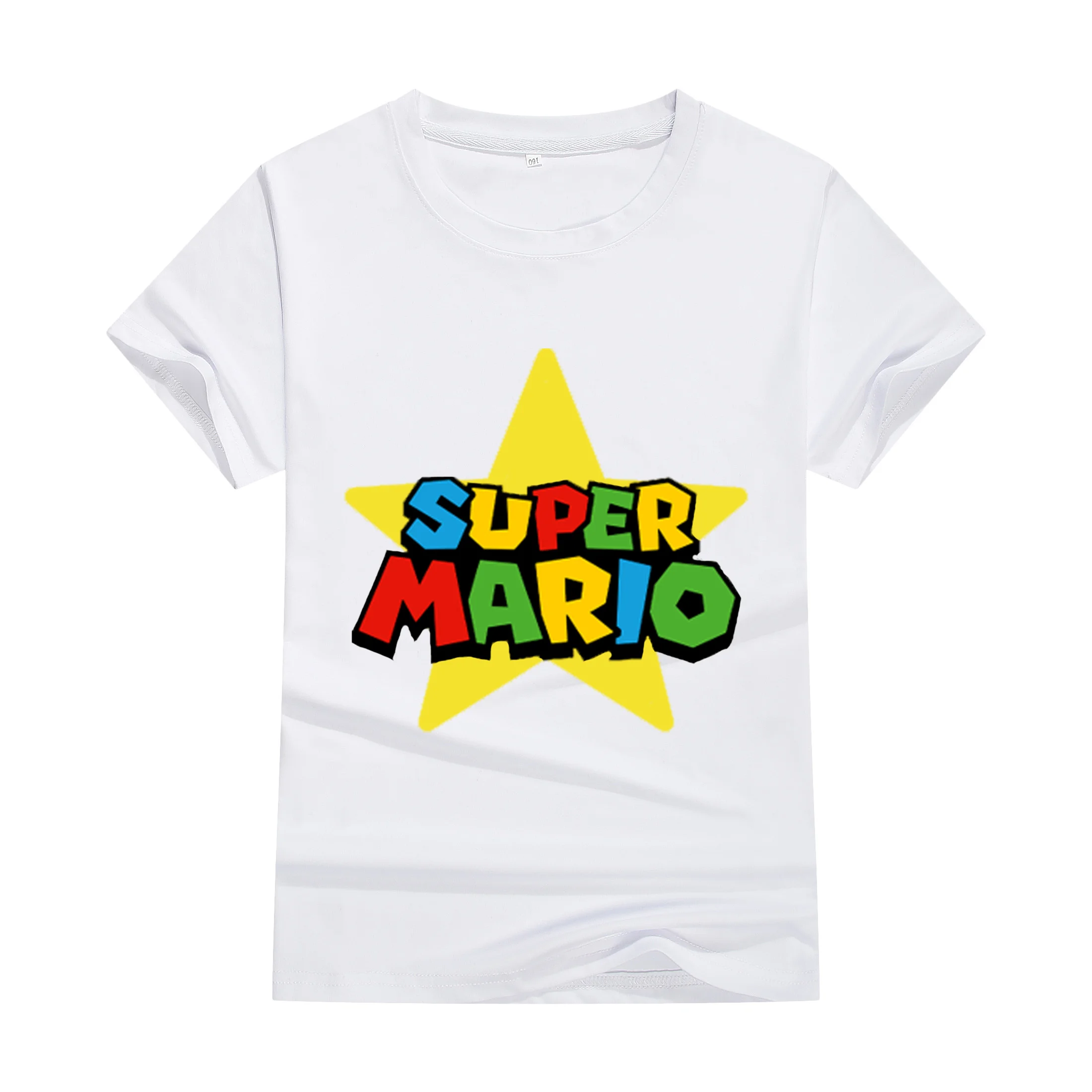 الصيف الكرتون سوبر ماريو الخوخ الأميرة المطبوعة جولة الرقبة تي شيرت الأساسية قصيرة الأكمام لطيف مضحك الأسرة اللباس الأطفال هدية