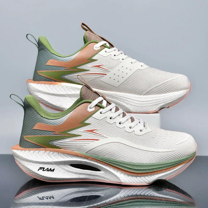 Chaussures de course Marathon pour hommes, avec plaque en carbone, coussin d'air, respirantes, légères, confortables, antidérapantes, pour femmes