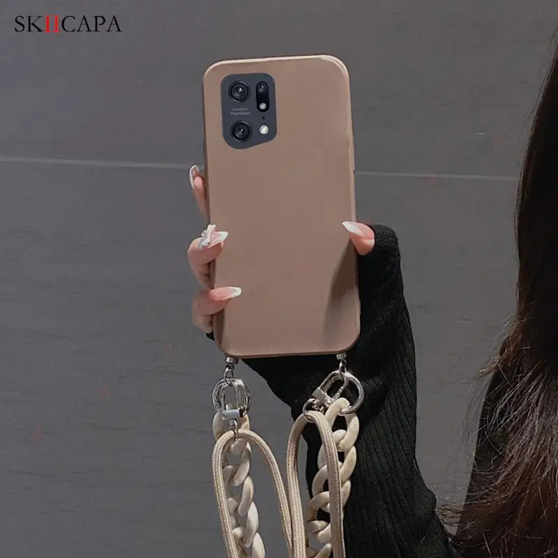 Crossbody الحبل حزام سلسلة الرخام غطاء من السيليكون ل ممن لهم العثور X5 برو X3 لايت X2 برو المعصم حزام سوار لليد سلسلة لينة الغلاف #4