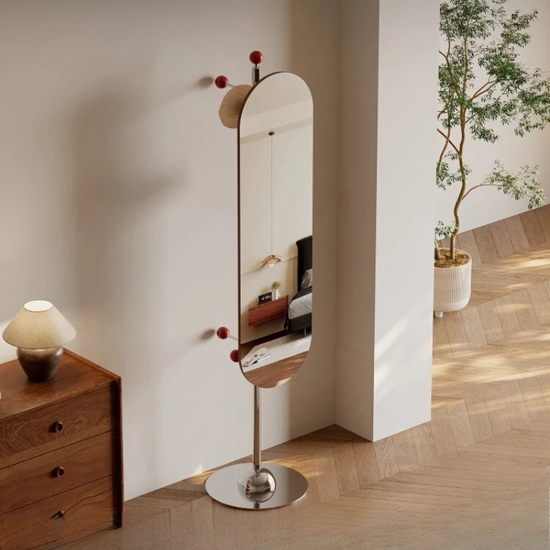 

Italian stainless steel full-body mirror integrated coat rack, bedroom high-end floor hanger