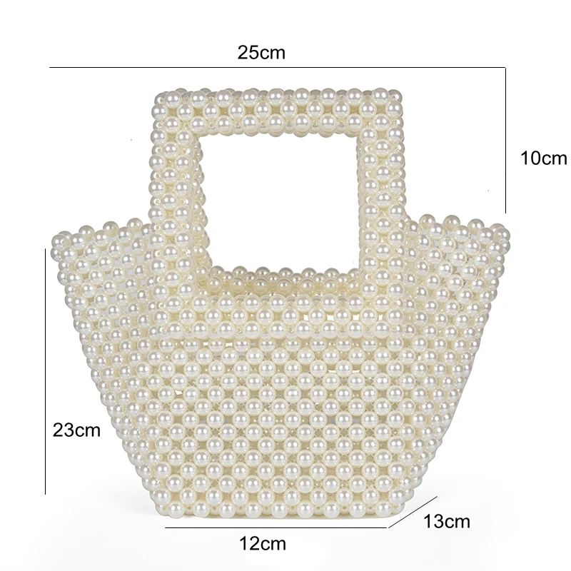 Customized New Pearl Handbags Women Bags Designer Handmade Beaded Tote Bags for Women Fresh Woven Bucket Purse for Women