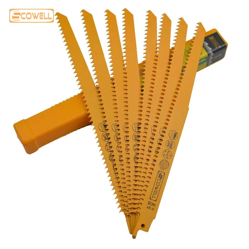 

15 Packing SCOWELL HCS 9" Inch 6TPI Demolition Sabre Reciprocating Saw Blades DIY Power Tools Replaced Accessories Wood Cutting