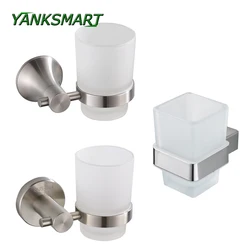 YANKSMART Chrome Finish Nickel Brush Stainless Steel Wall Mounted Bathroom Toothbrush Holder Rack Shelf