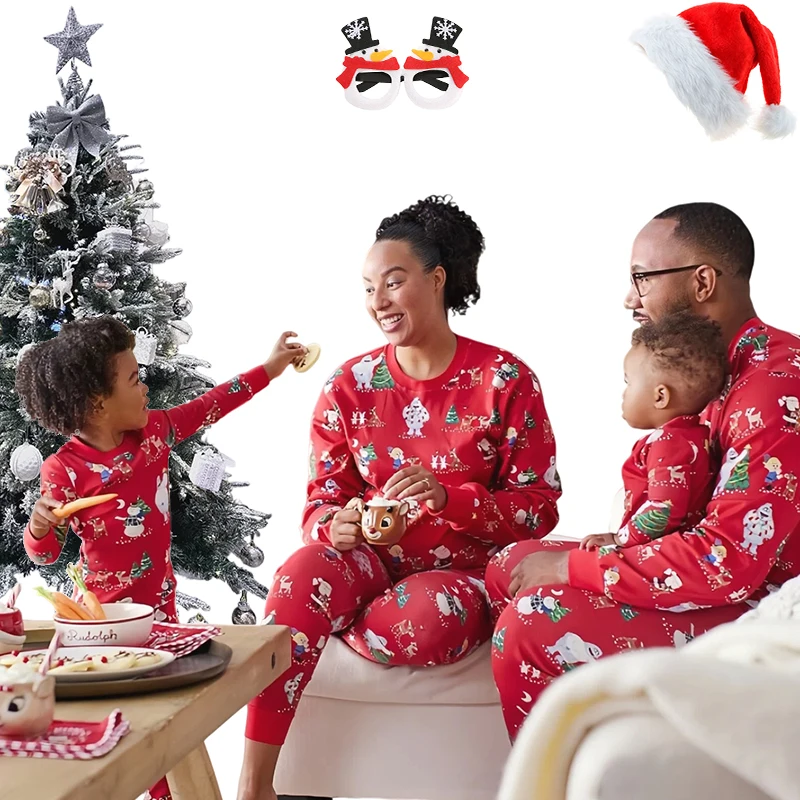 

New Year Cotton Christmas Pajamas for the Whole Family Mother Kids Sibling Matching Outfits Couple Xmas Pjs Boys Girls Pyjamas