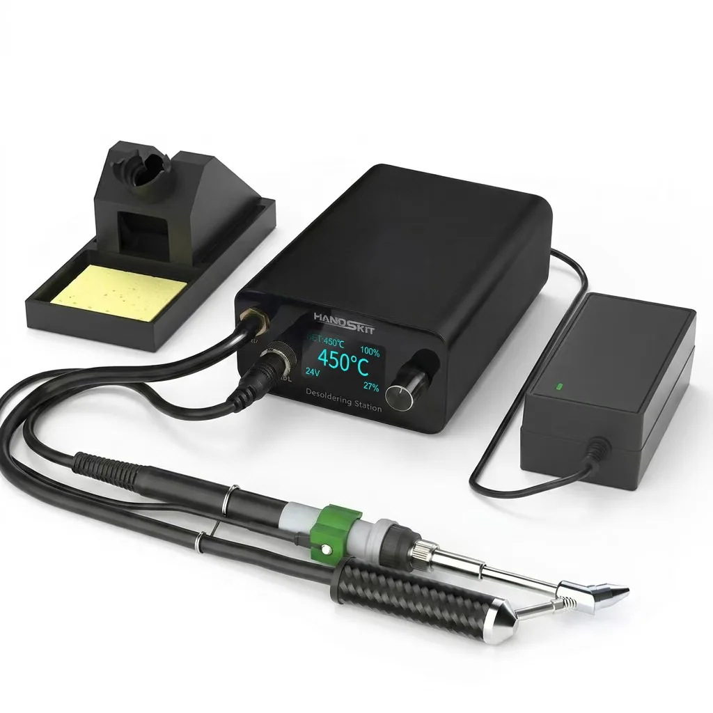 

T12A Electric Desoldering Station, 220V EU Plug Digital Display Adjustable Temperature Suction Tin Gun Soldering Station
