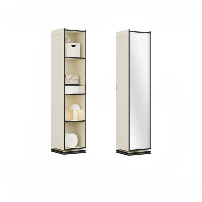 Floor Rotating Wardrobe with Dressing Mirror Bedroom Full Body Full-Length Mirror Corner Coat and Cap Storage Cabin
