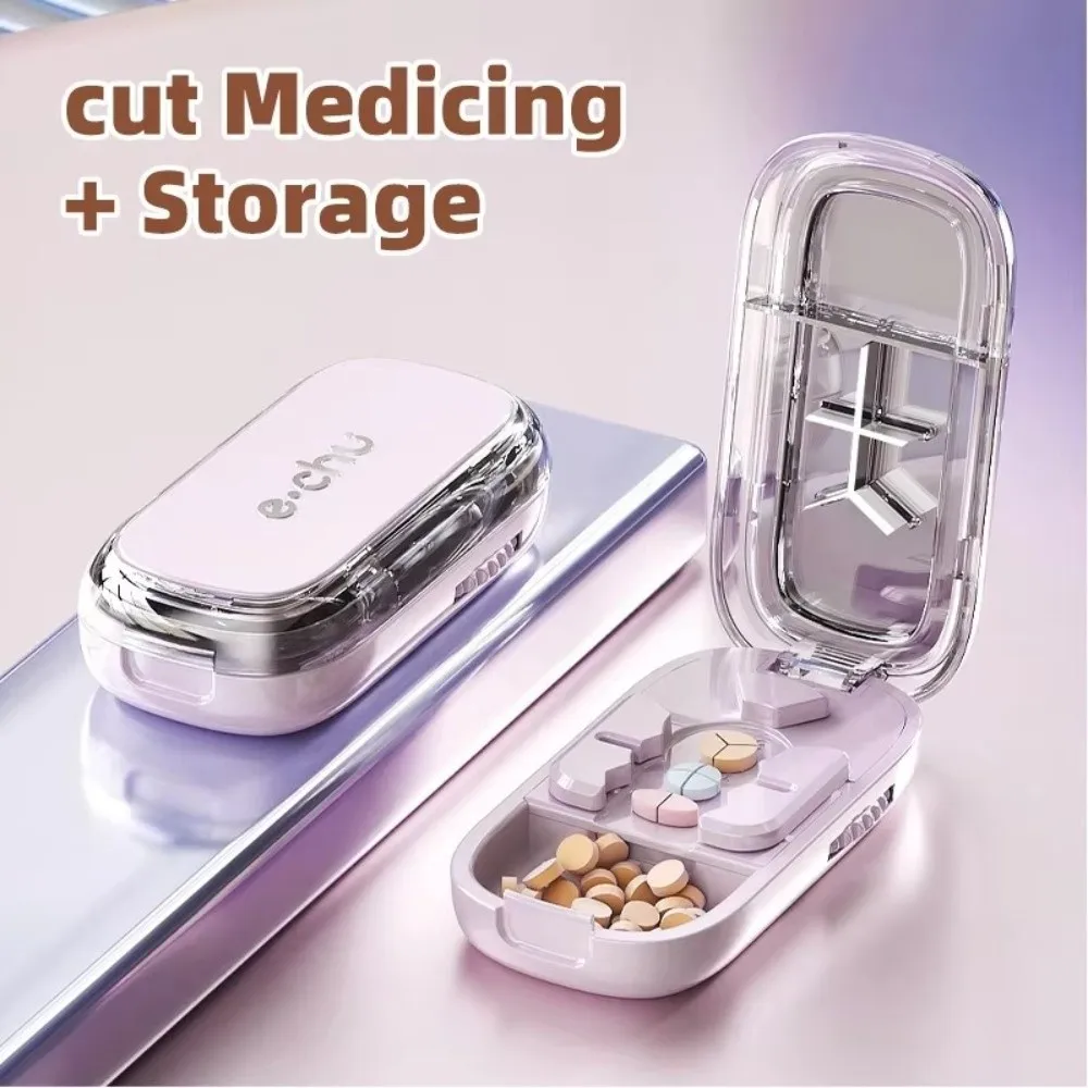2/3/4-in-1 Pill Cutter Box Adjustable Precise Cutting Pill Storage Box Food Grade Dustproof Medicine Cutter