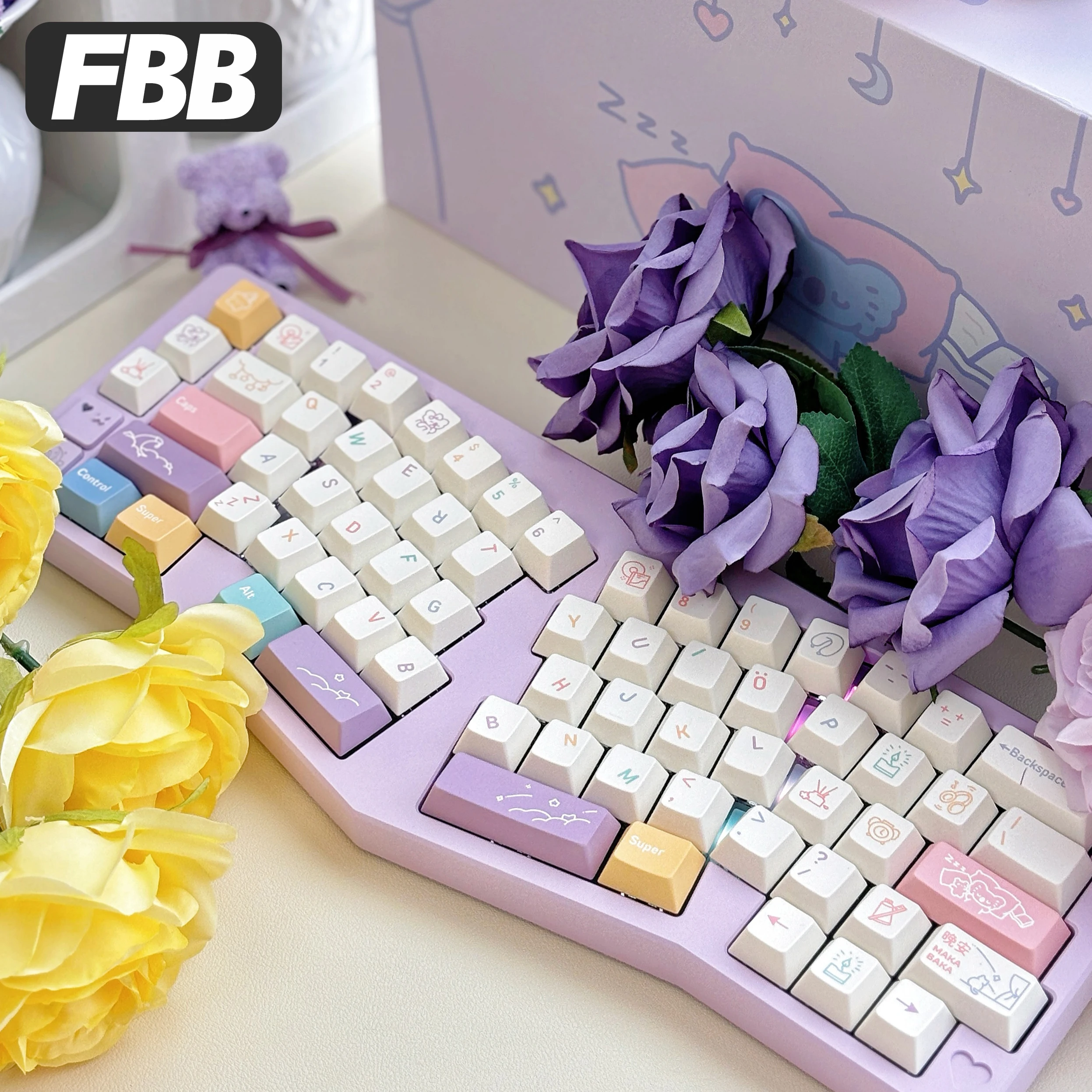 FBB أغطية المفاتيح ليلة سعيدة 174 مفاتيح PBT صبغ الفرعية مخصص الكرز الشخصي للوحة المفاتيح الميكانيكية للألعاب Mx الكرز التبديل 40% 68 75% لتقوم بها بنفسك