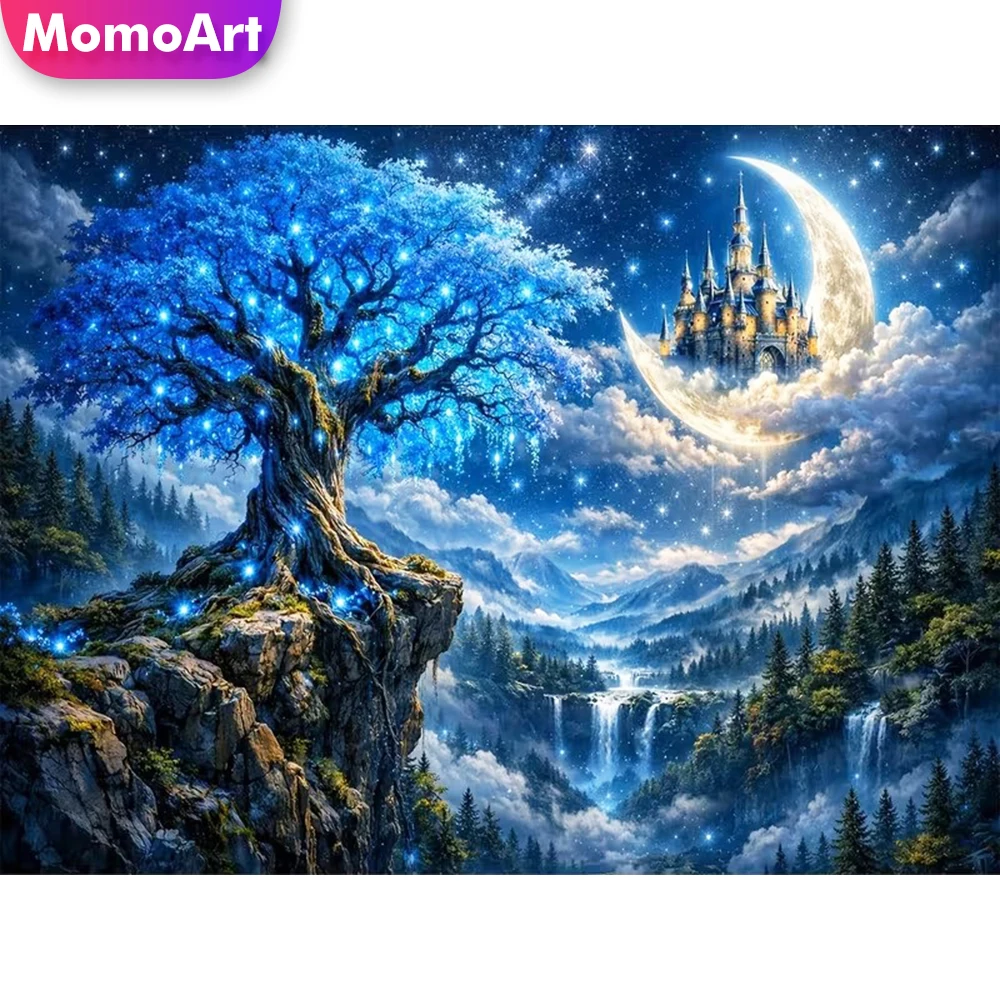 Momoart Tree Diamond Embroidery Abstract Landscape Full Square Round Diamond Painting Castle DIY New Arrival Mosaic Child Gift