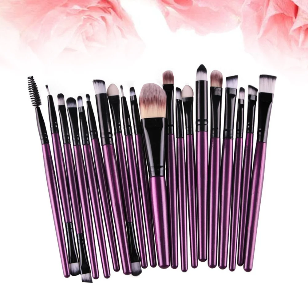 

20Pcs Eye Shadow Brush Set Professional Makeup Brushes Essential Tools Soft Nylon Hair Daily Use Purple Black Tube