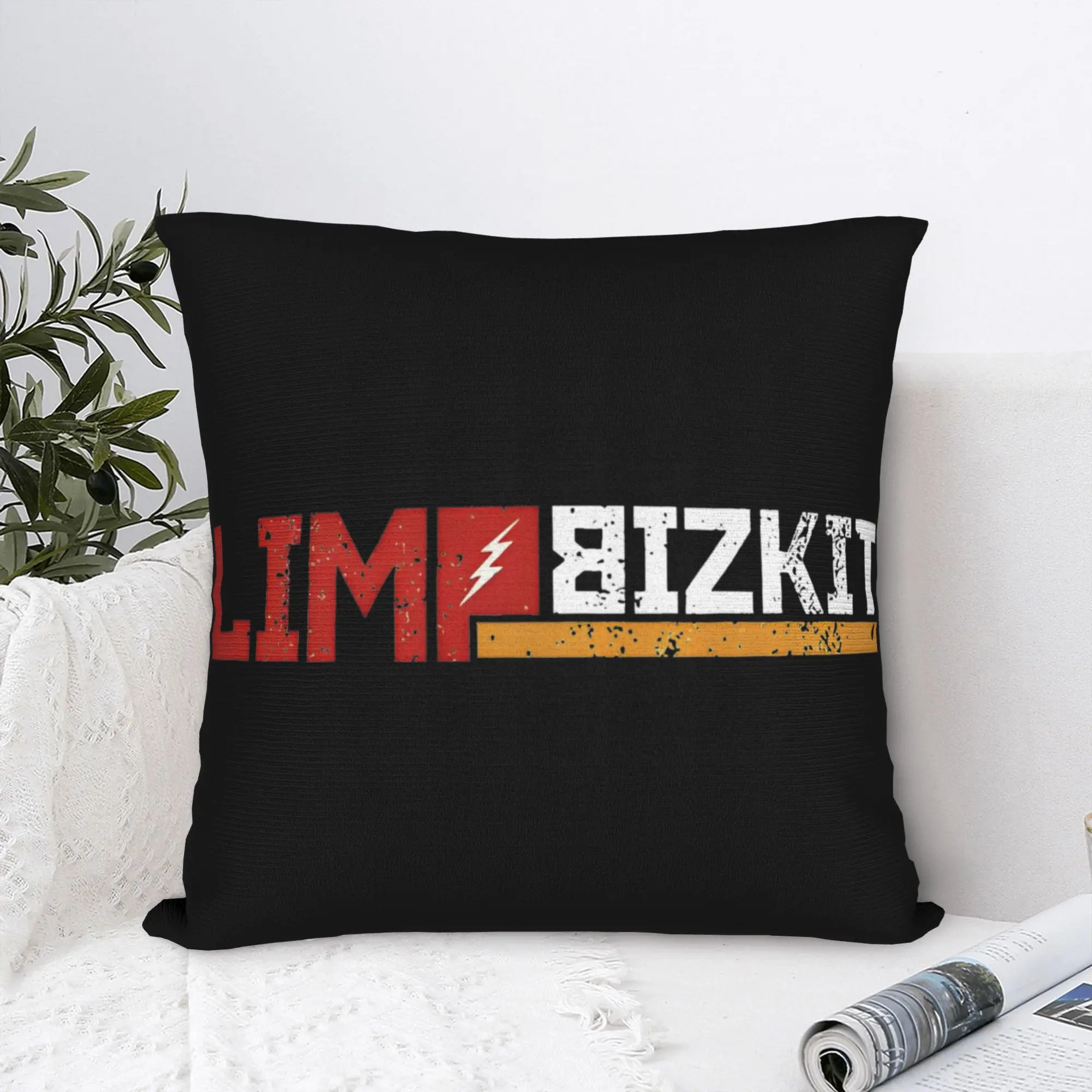 Limp Bizkit Grunge Rap Logo  Pillowcase Polyester Cushion Cover Decorative  Throw Pillow Case Cover Bedroom Zippered 45*45cm