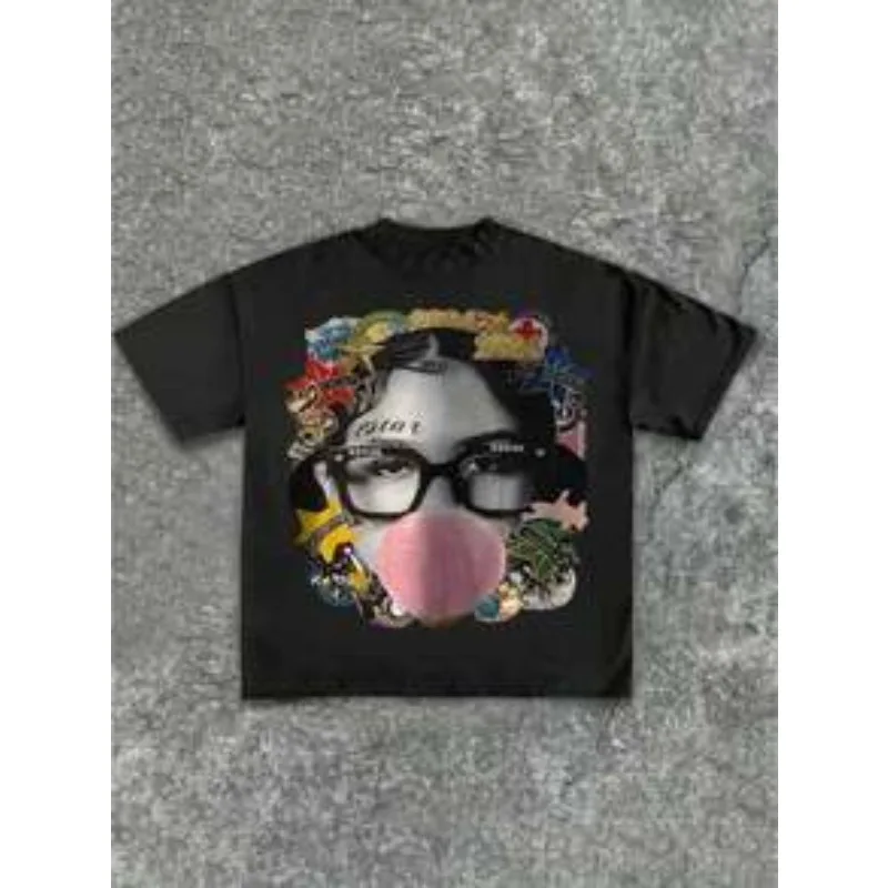 Unisex Casual T-Shirt with Collage - Style Portrait Print Casual Soft Short Sleeve  Harajuku