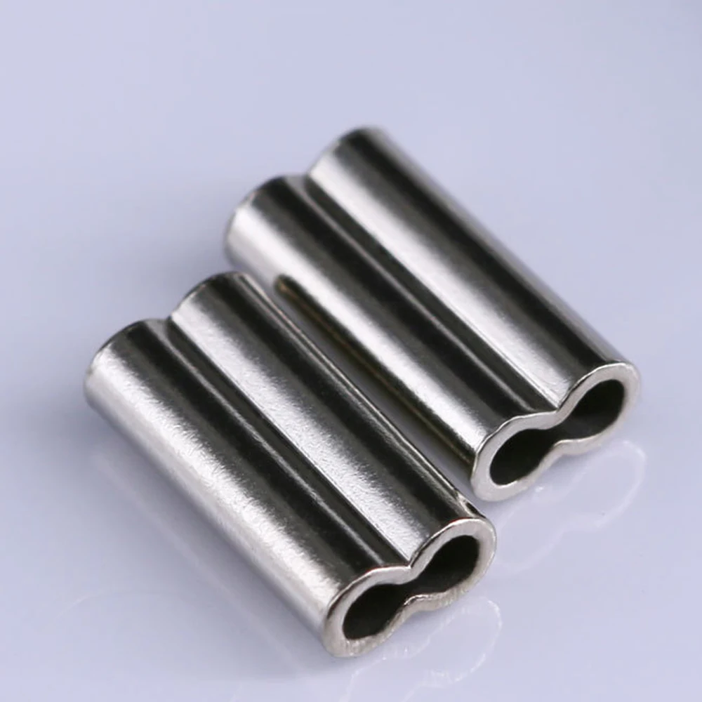 50 stücke Messing Doppel Oval Angelschnur Crimpen Rohr Draht Crimp Stecker Carbon rohr Angeln Crimp Ärmeln Zubehör