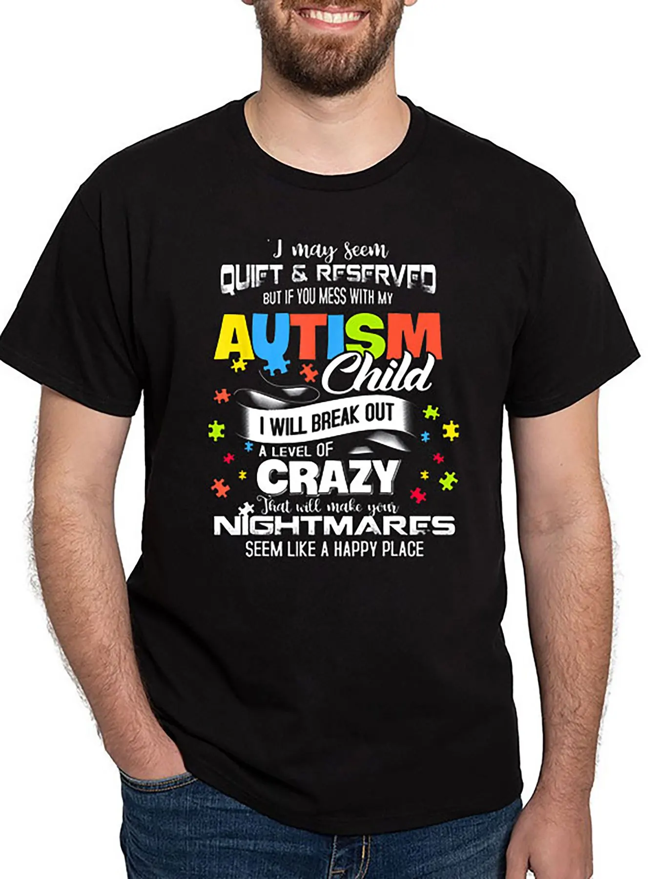 เสื้อยืดคอลเลกชันเสื้อยืดสีดำสำหรับผู้ชายของขวัญสำหรับคุณแม่89562การรับรู้ถึงความหมกหมุ่นของเสื้อแขนสั้นพิมพ์ลาย