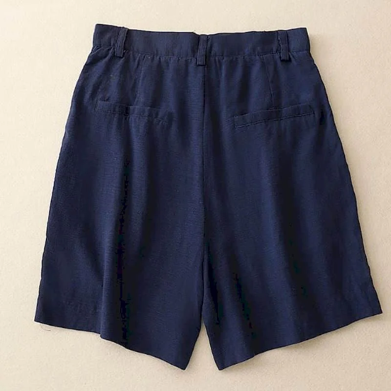Solid Shorts Women Cotton Linen 2026 Summer Thin Wear Vintage High Waisted Wide Leg Pants Casual Loose Oversized Women Clothing