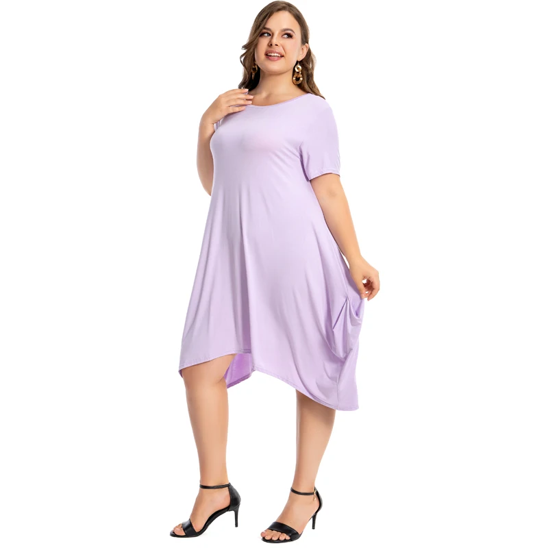 Women Dresses Summer Plus Size Casual Short Sleeve O Neck Party Wedding Lounge Modal Cotton Dress 7XL 6XL 5XL Black White Red