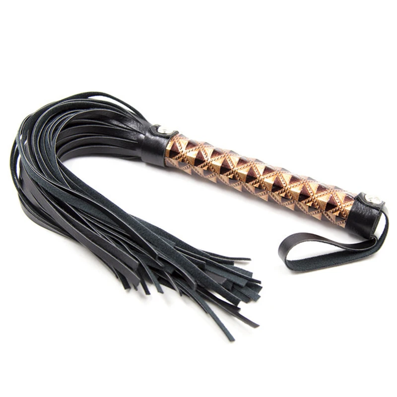 Chicote de cavalo curto de couro PU, cavalo treinamento Flogger, borlas chicote com alça, 39cm