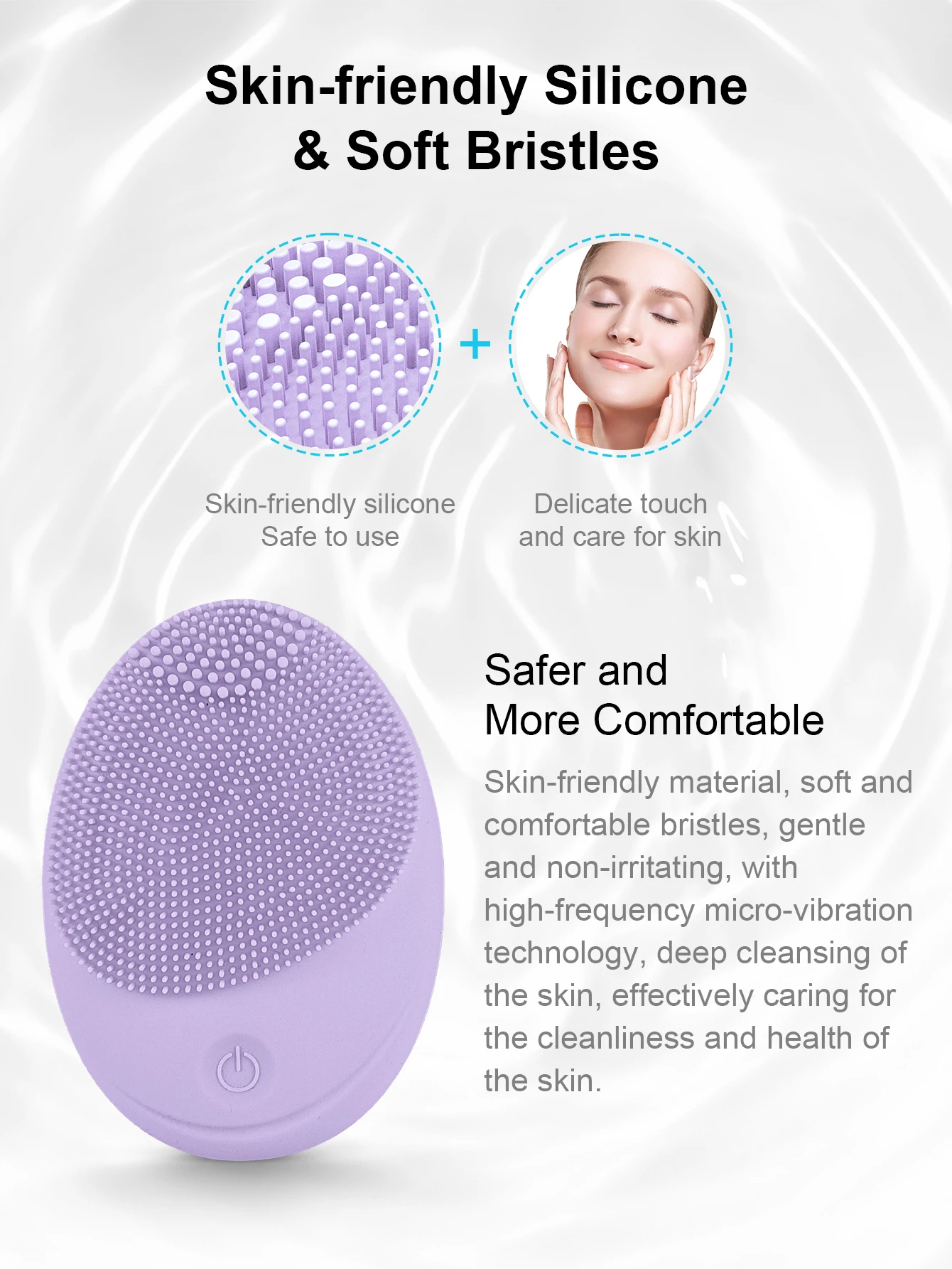 الكهربائية سيليكون منظف للوجه مدلك جهاز تجميل الاهتزاز تنظيف المسام بالموجات فوق الصوتية هزاز #5