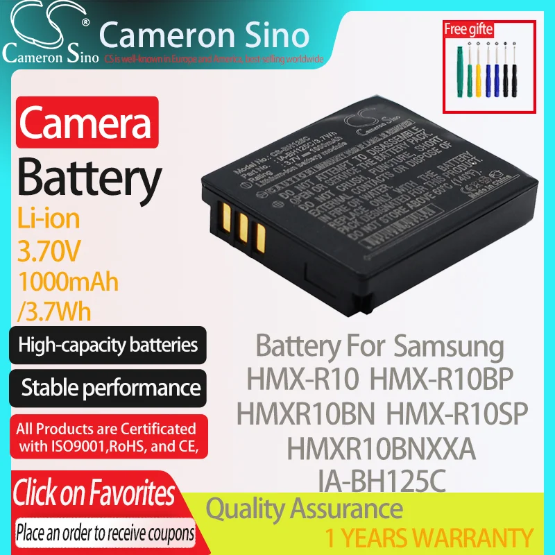 CameronSino Battery for Samsung HMX-R10 HMX-R10BP HMXR10BNXXA HMXR10BN HMX-R10SP fits Samsung IA-BH125C Digital camera Batteries