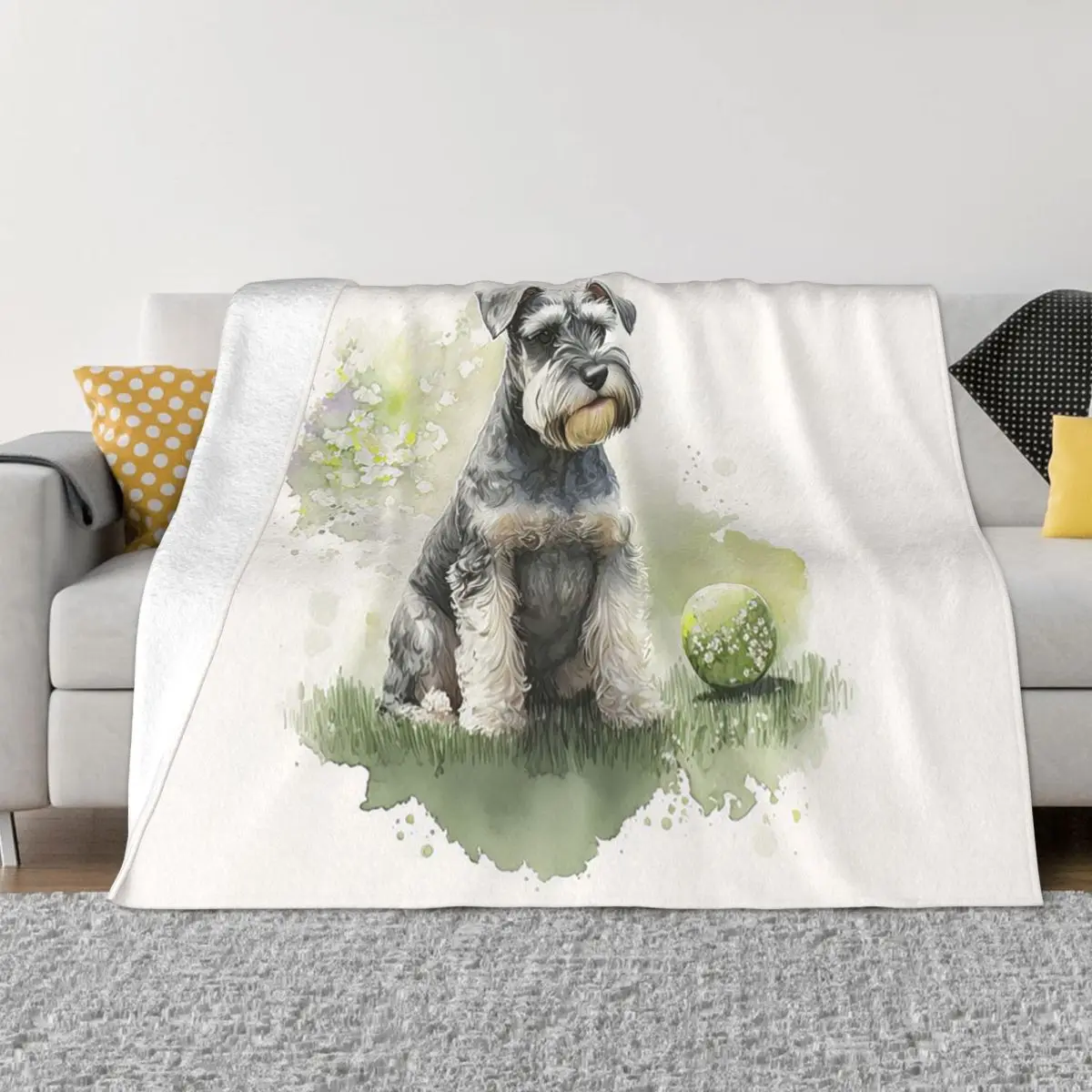 

Love Black And White Miniature Schnauzer Cute Dog Blanket Warm Flannel Throw Blanket Plush for Bed Living room Picnic Home Sofa