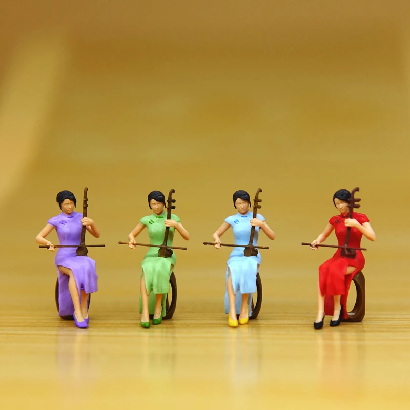 1/64 Scale, 2.3 Cm, Erhu Performance, Cheongsam Beauty, Tea Pet Bonsai, Chinese-style Micro-landscape Figure Decoration
