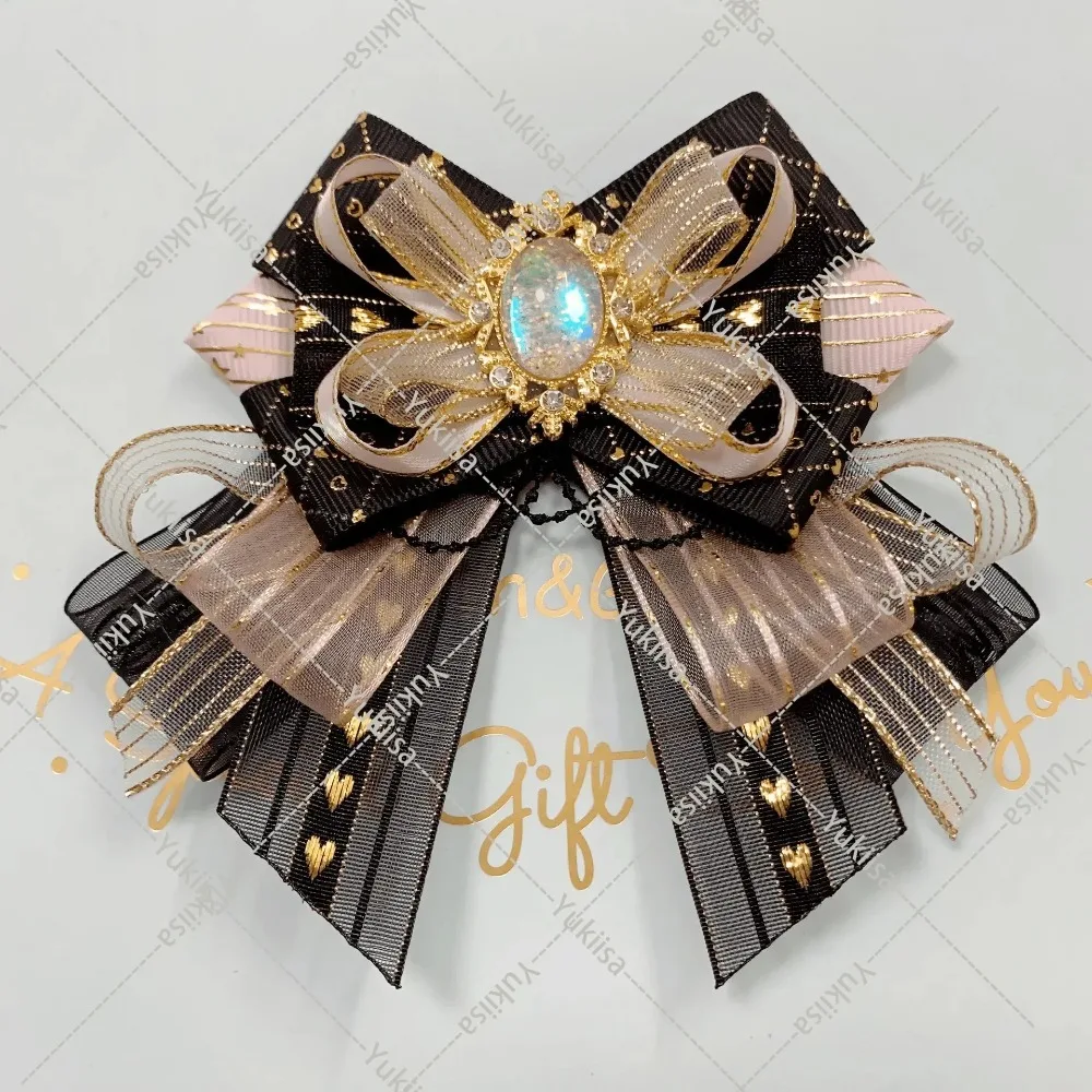 Bros dasi kupu-kupu asli berlian imitasi mewah dasi kupu-kupu Lolita Cosplay mode untuk wanita kemeja kerah bunga perhiasan buatan tangan