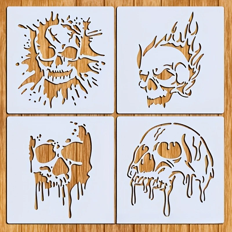 

4 pcs skull pattern painting stencil for Halloween party Halloween