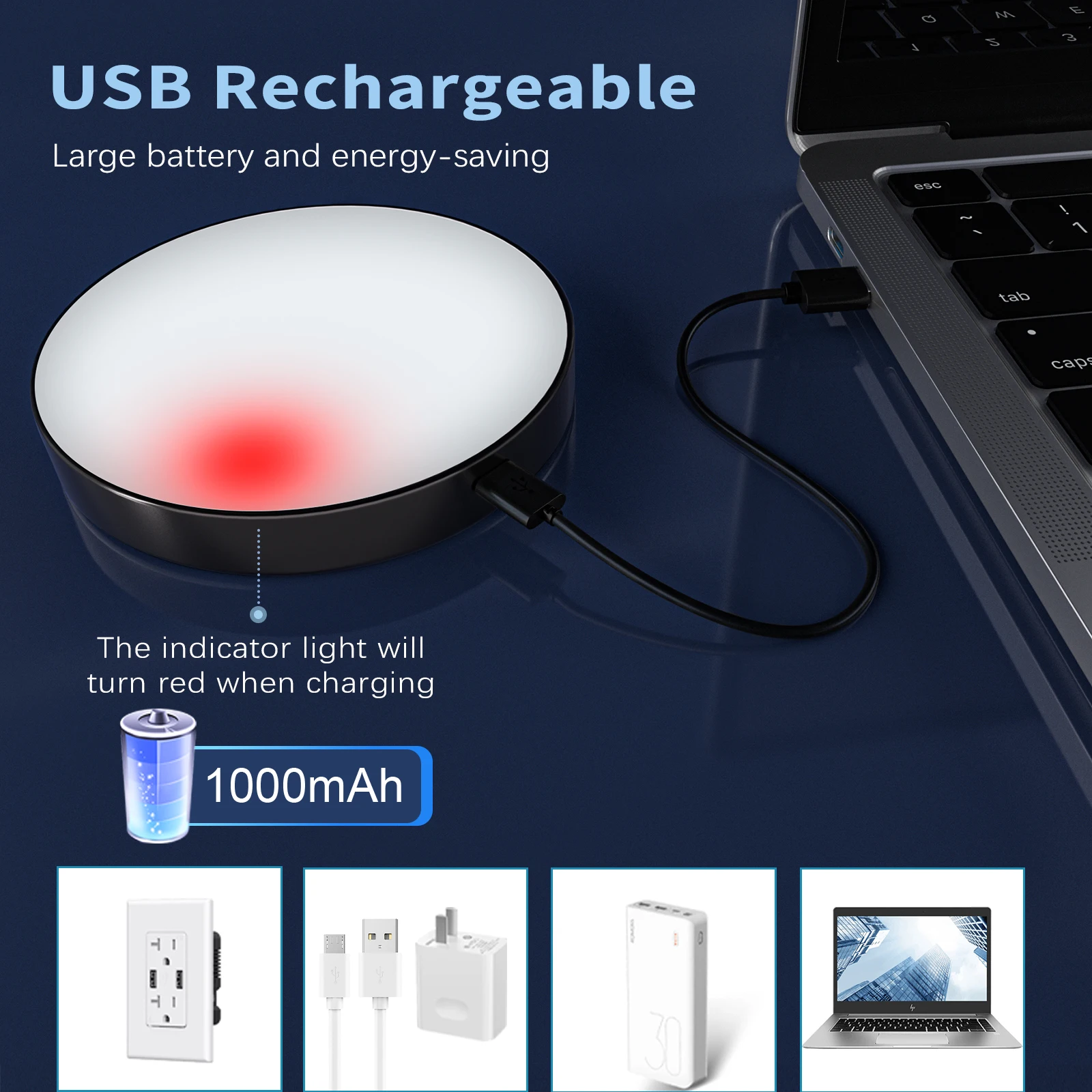 Luz táctil regulable recargable WILLED, batería integrada de 1000mAh, luces LED nocturnas portátiles para armario, cocina, dormitorio