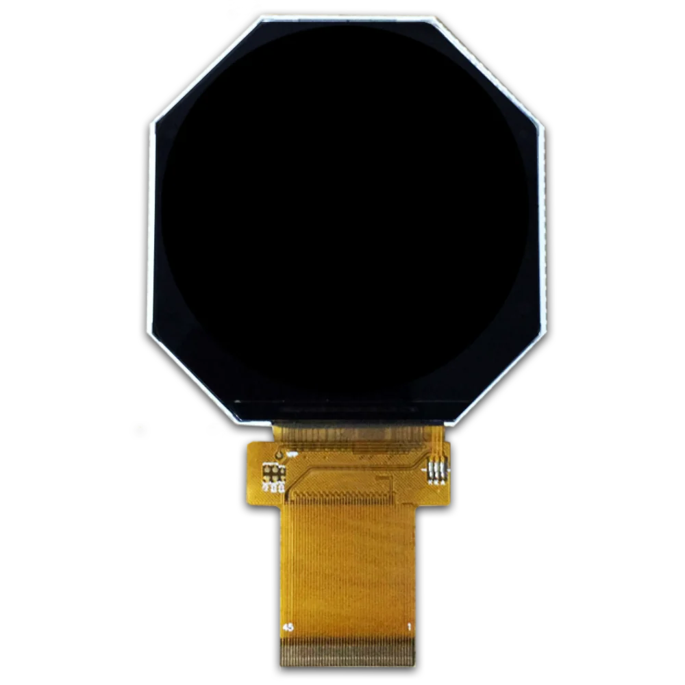 Tela LCD redonda 480P de 2,4 polegadas 480x480 interface RGB 480 cd/ ㎡   Controlador ST7701 suporta painel de toque sem MOQ