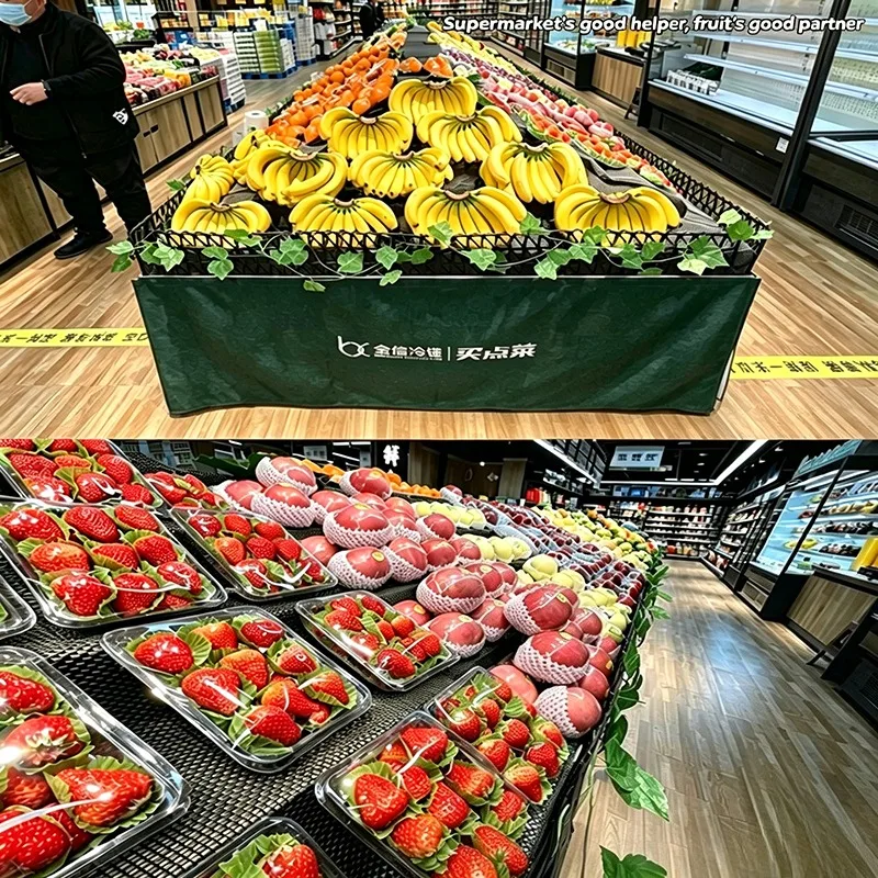 Eco-Friendly Cardboard Fruit Display Shelf Ladder Style Multi-Tier Foldable for Supermarket Shop Retail Store Paper Rack