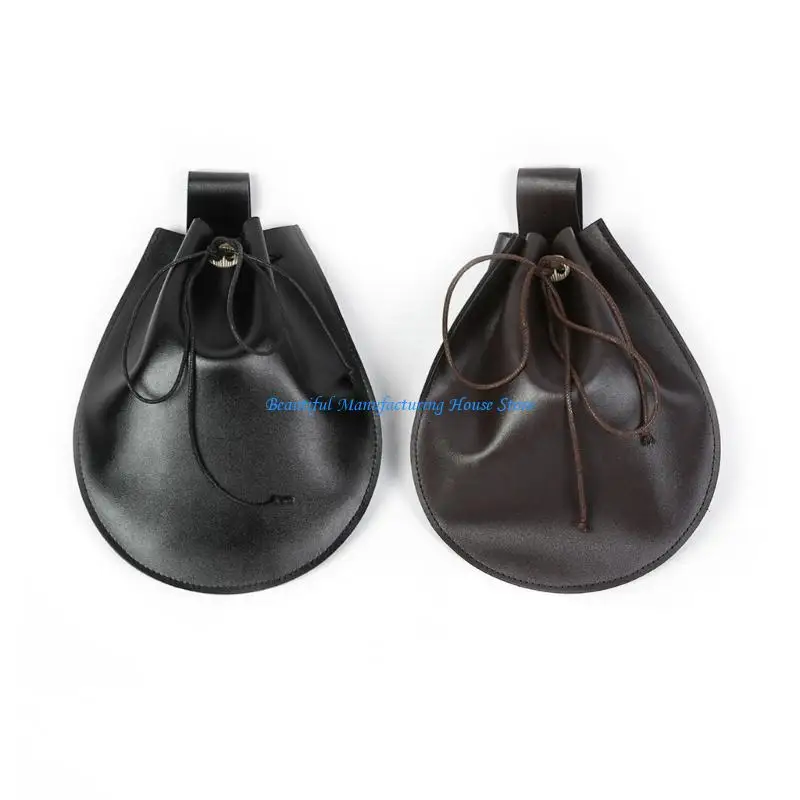 

E56A Medieval Waist Pack Retro Belt Waist Bag LARP Renaissances Costume Accessories for Women Men Leather Fanny Pack