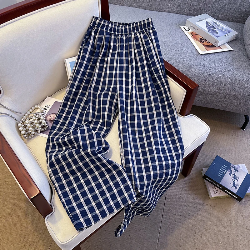 

Laid-ba Sle Wide Leg Pants Thin Outerwear Women's Casual Cheered Loose Fit High Waist Long Trousers for Strolling