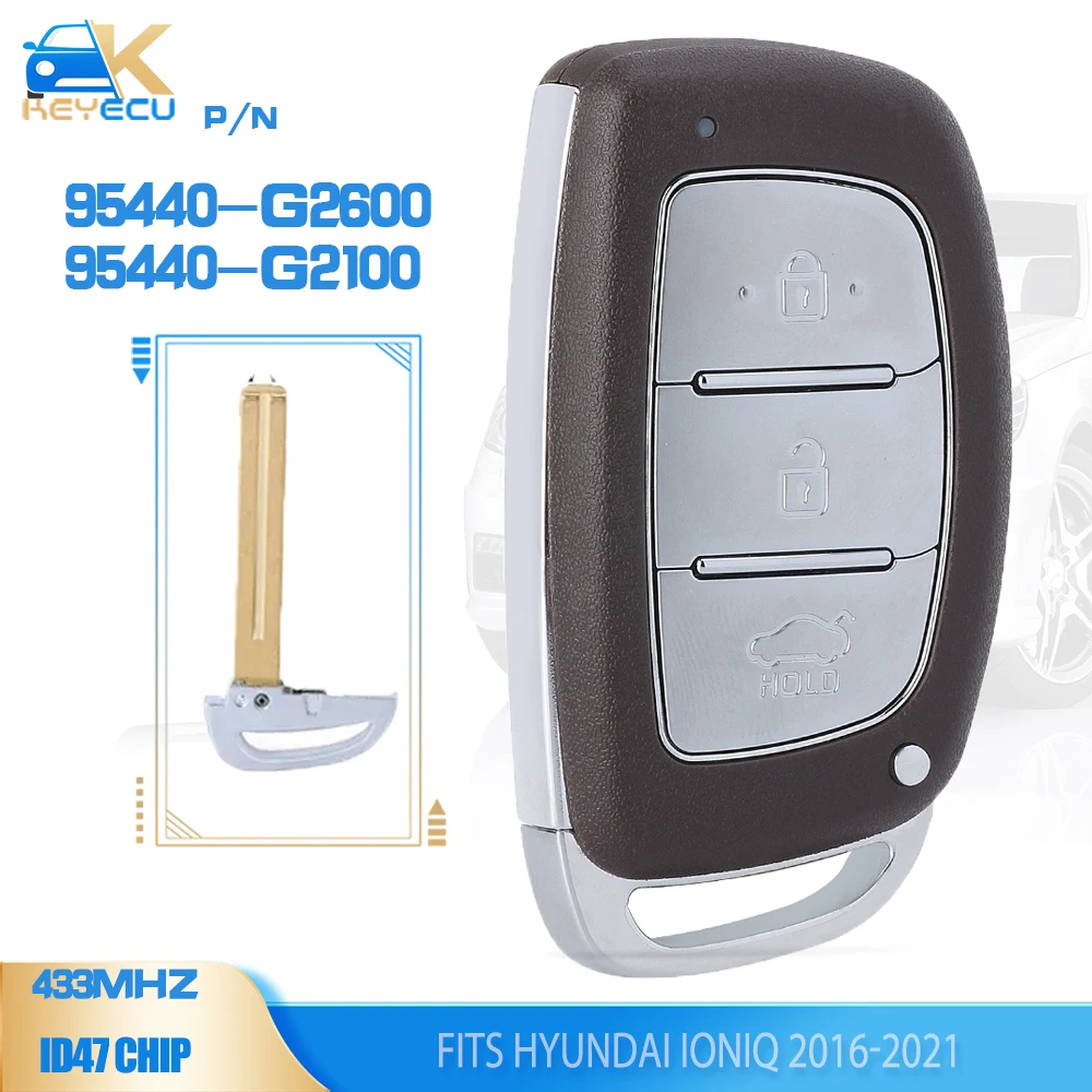 KEYECU 95440-G2100, 95440-G2600 433MHz FSK ID47 Smart Remote Key Fob for Hyundai Ioniq 2016 2017 2018 2019 2020 2021