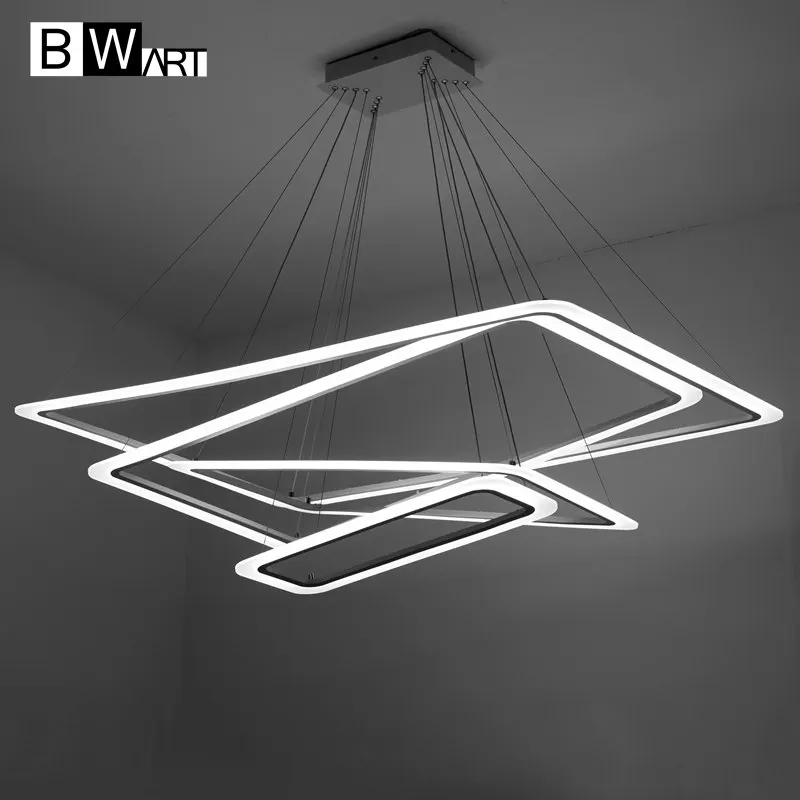 BWART Modern LED chandelier Luxury Living Room led lamp Large Rectangular frames Hanging Lighting Fixtures Chandeliers lustre