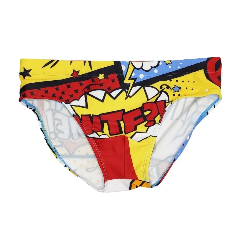 Letnie męskie kąpielówki Cartoon Fun Print kostium kąpielowy seksowne figi z niskim stanem bielizna Bikini szybkoschnące oddychające spodenki plażowe