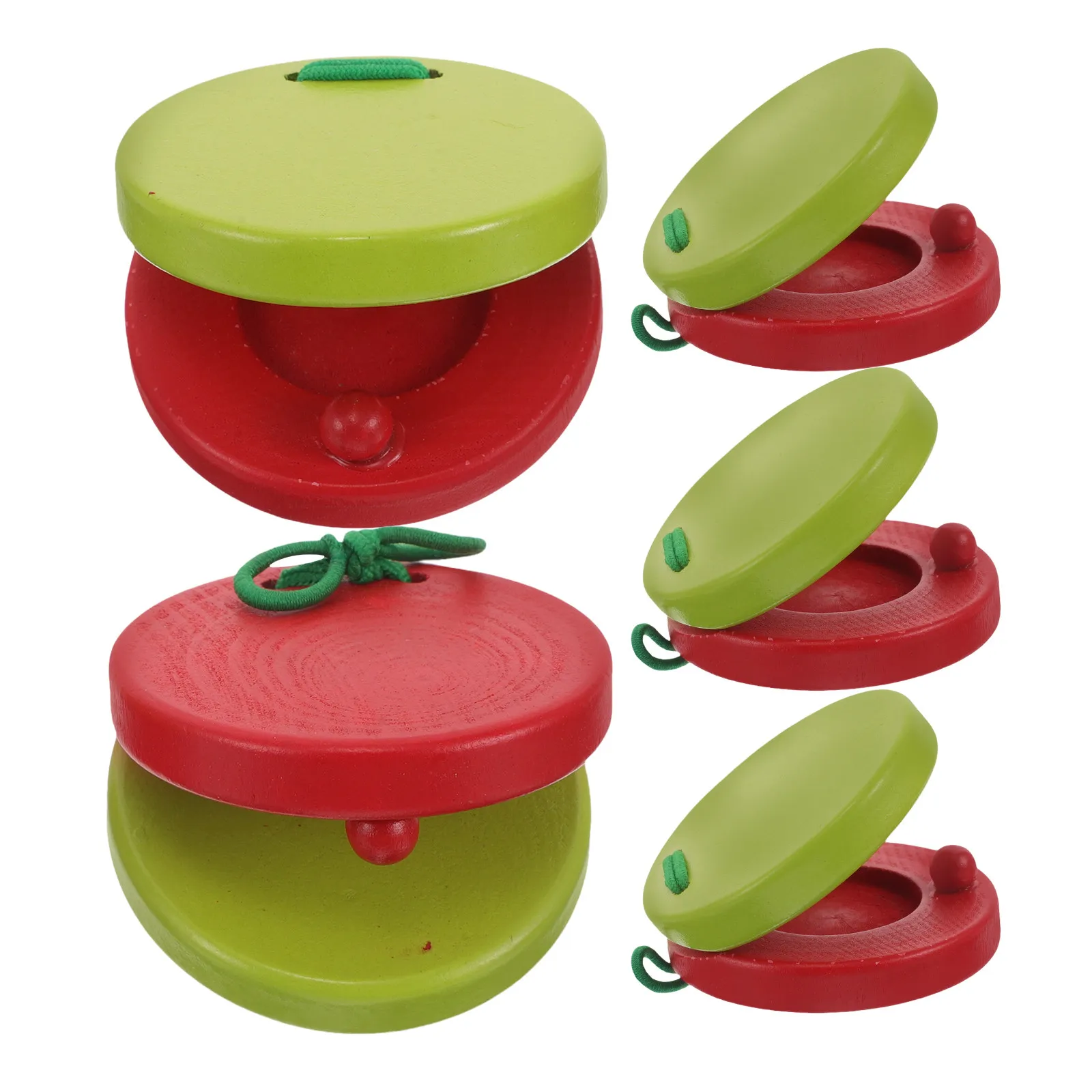 Castañuelas redondas de madera, estilo de dibujos animados, instrumentos musicales para educación infantil, herramientas de percusión rítmica para el aula, 5 uds.